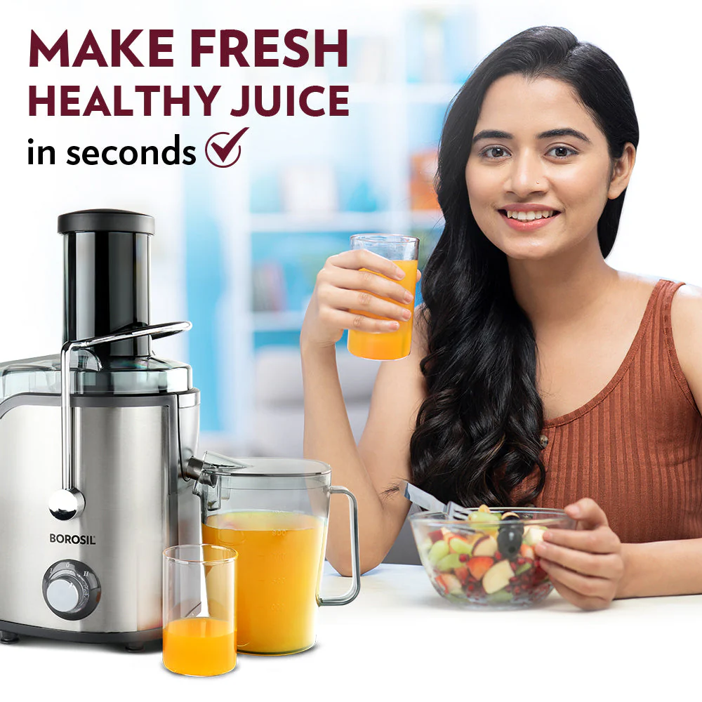 2025 Extractor de jugos Borosil Primus Plus 800 W – Extractor centrifugo potente con gran recipiente para jugo, opción de doble velocidad y servicio a domicilio