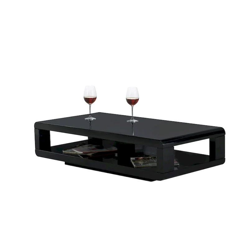 Artiva CASA Contemporary Glossy Black Lacquer Coffee Table - 48