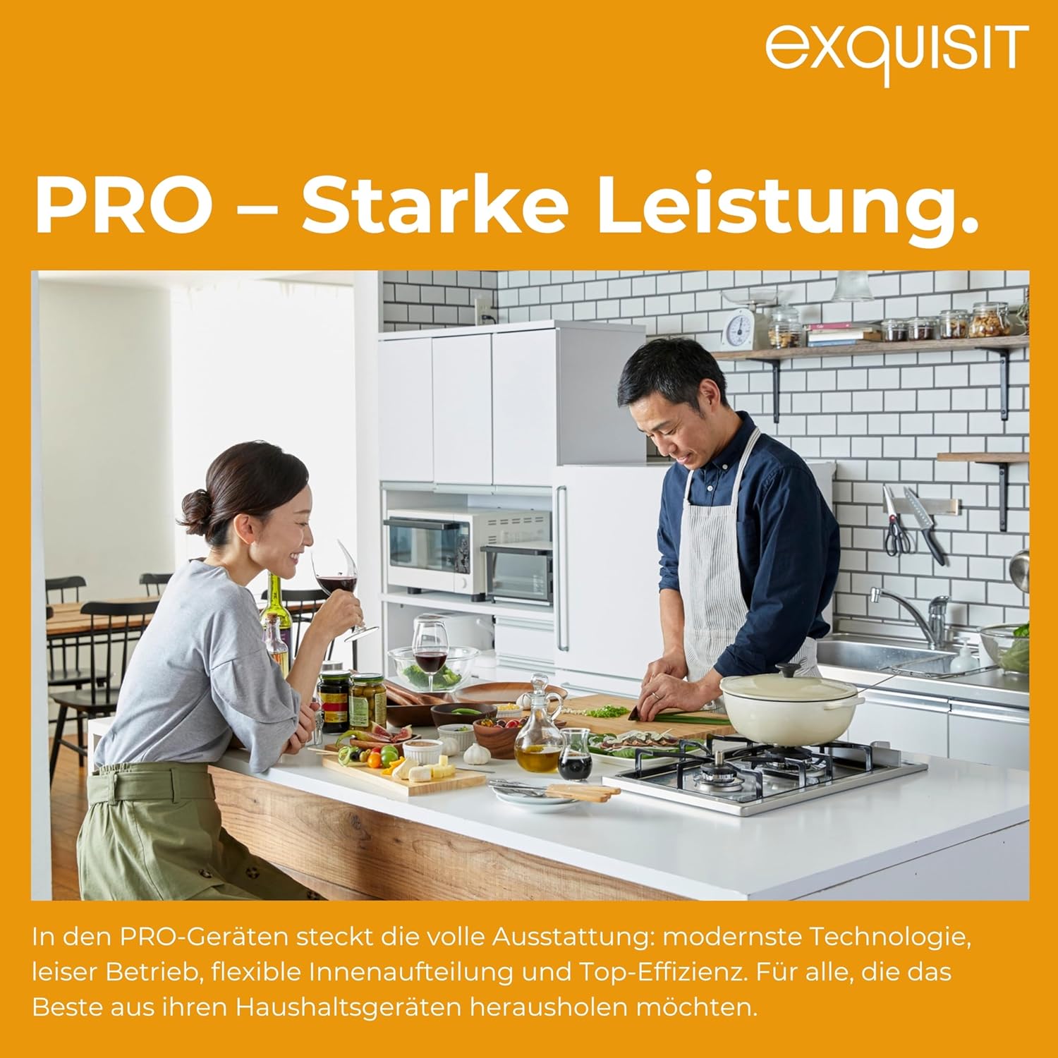Exquisit Kühl-Gefrierkombination No Frost 193 l – KGC5195 | No-Frost, LED, elektronische Temperaturregelung, Inoxlook, 160 x 51 x 61 cm, Energieklasse E