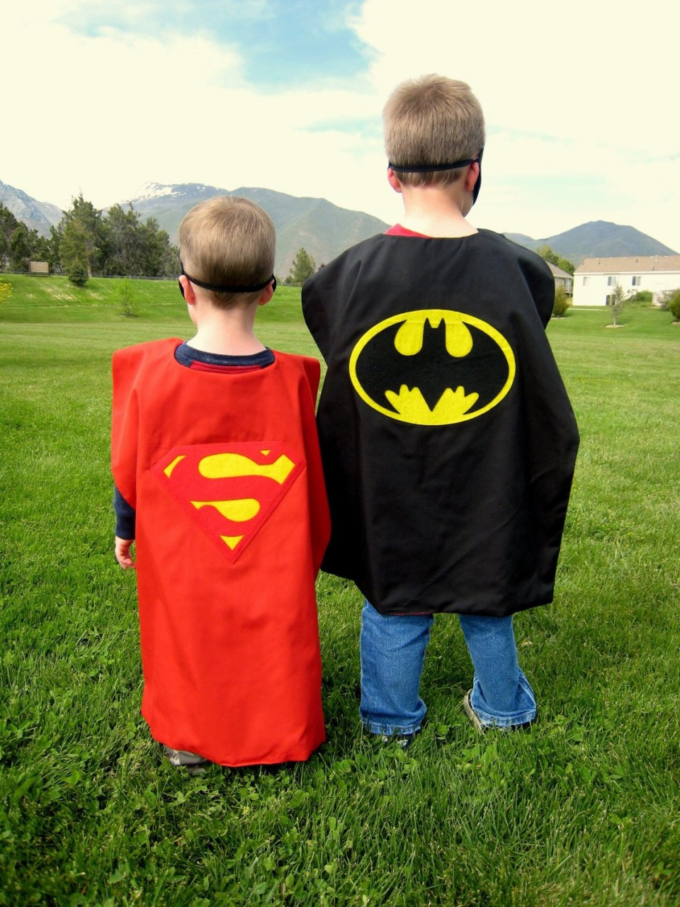 Child Batman and Superman Reversible Cape 4712