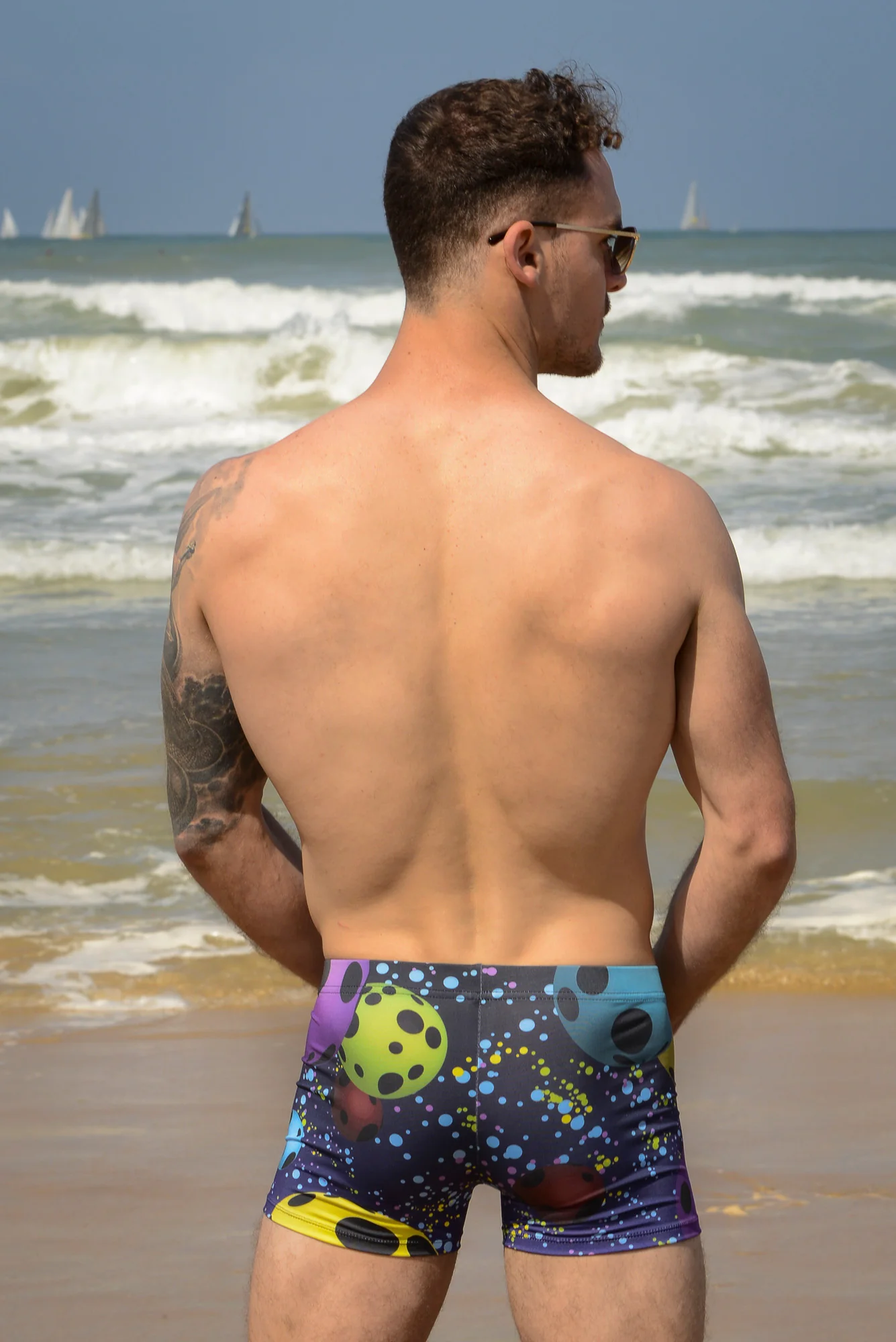 Dots game men swimwear trunks