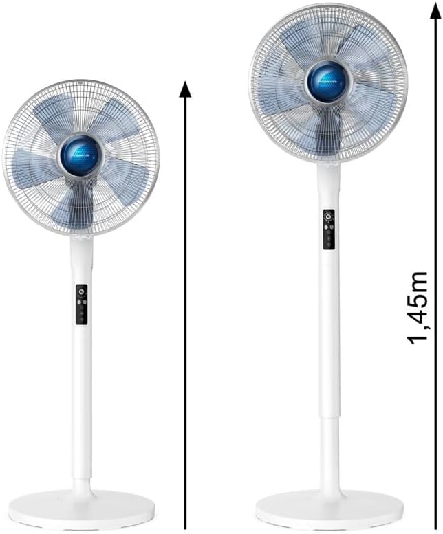 Rowenta VU5870 Standventilator Turbo Silence Extreme+ | Fernbedienung | 5 Geschwindigkeiten | Abschaltautomatik | Timer | Automatische Oszillation | Höhenverstellbar, Weiß