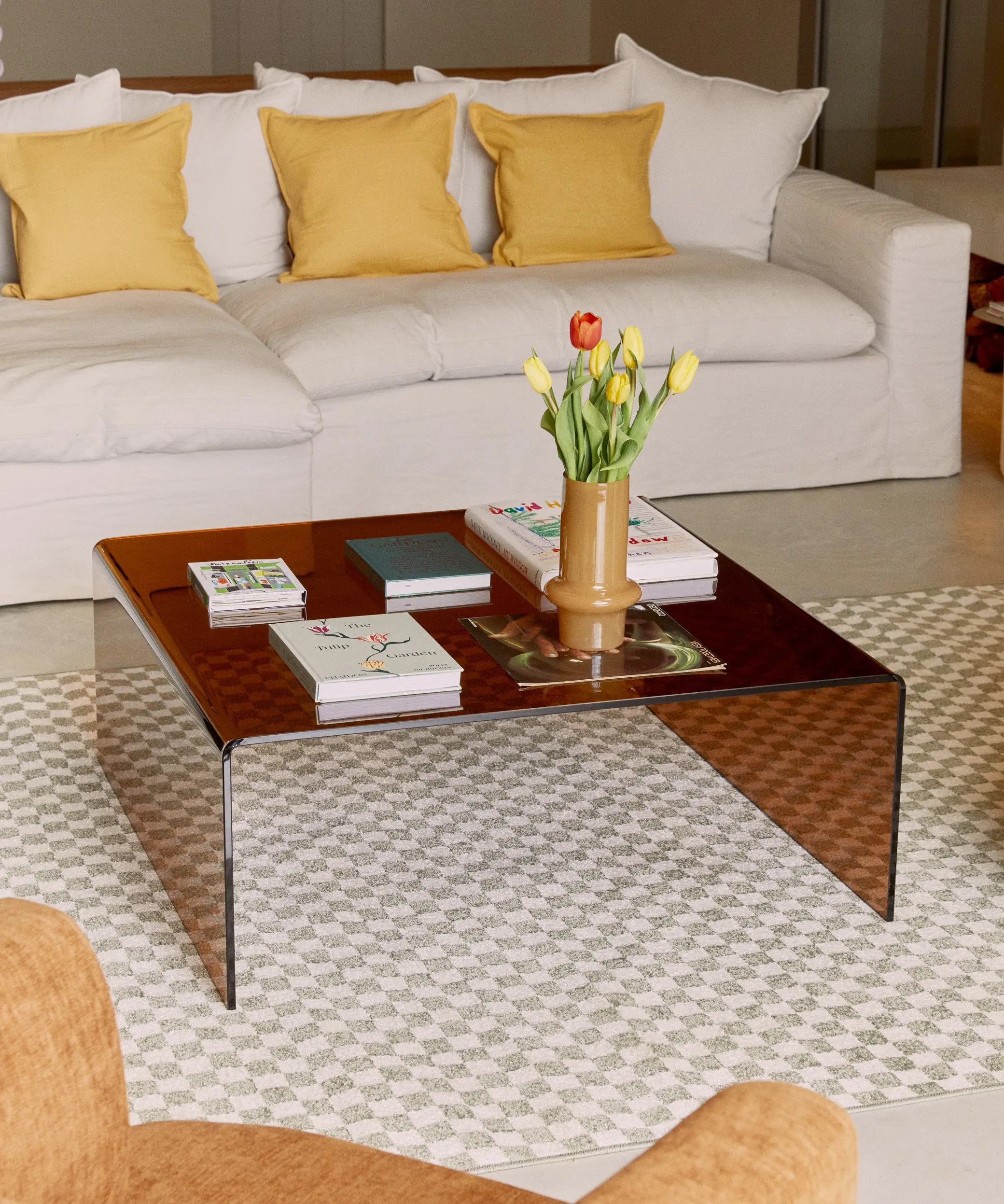 Mesa de Centro Cuadrada de Cristal Curvado Burano 100 cm x 100 cm