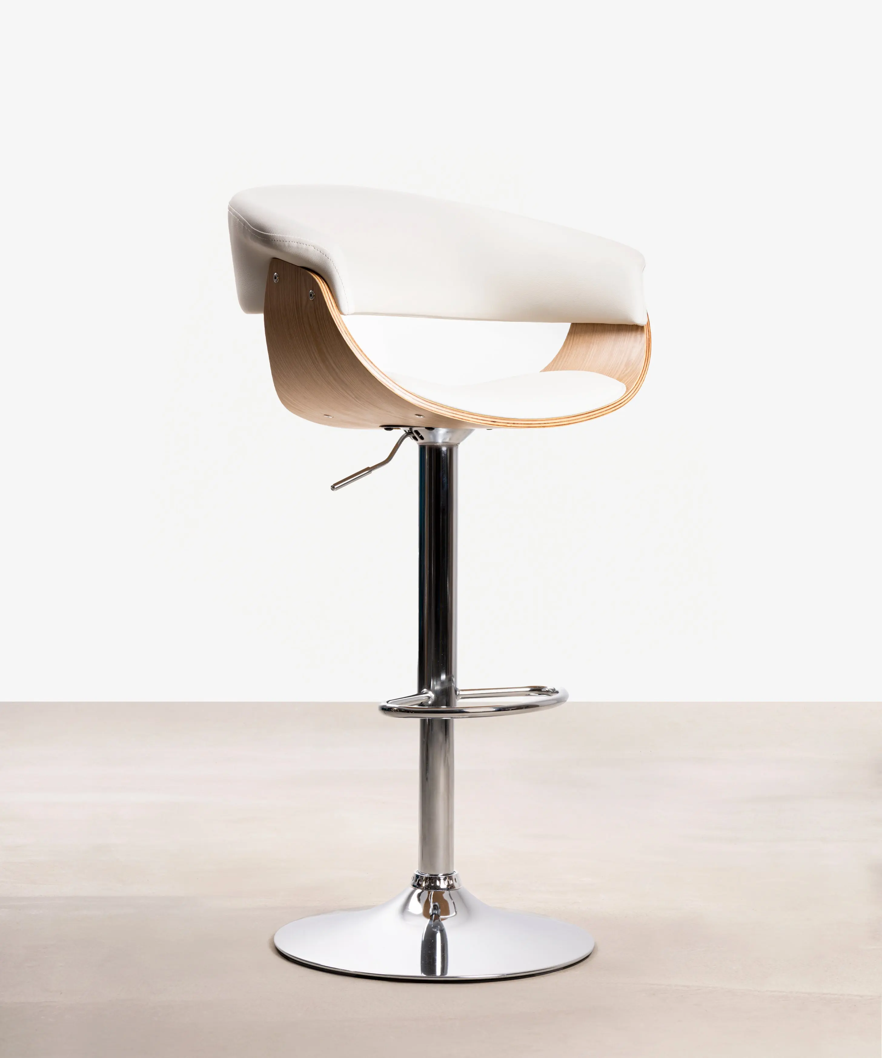 Taburete de Madera y Polipiel Regulable Beckett