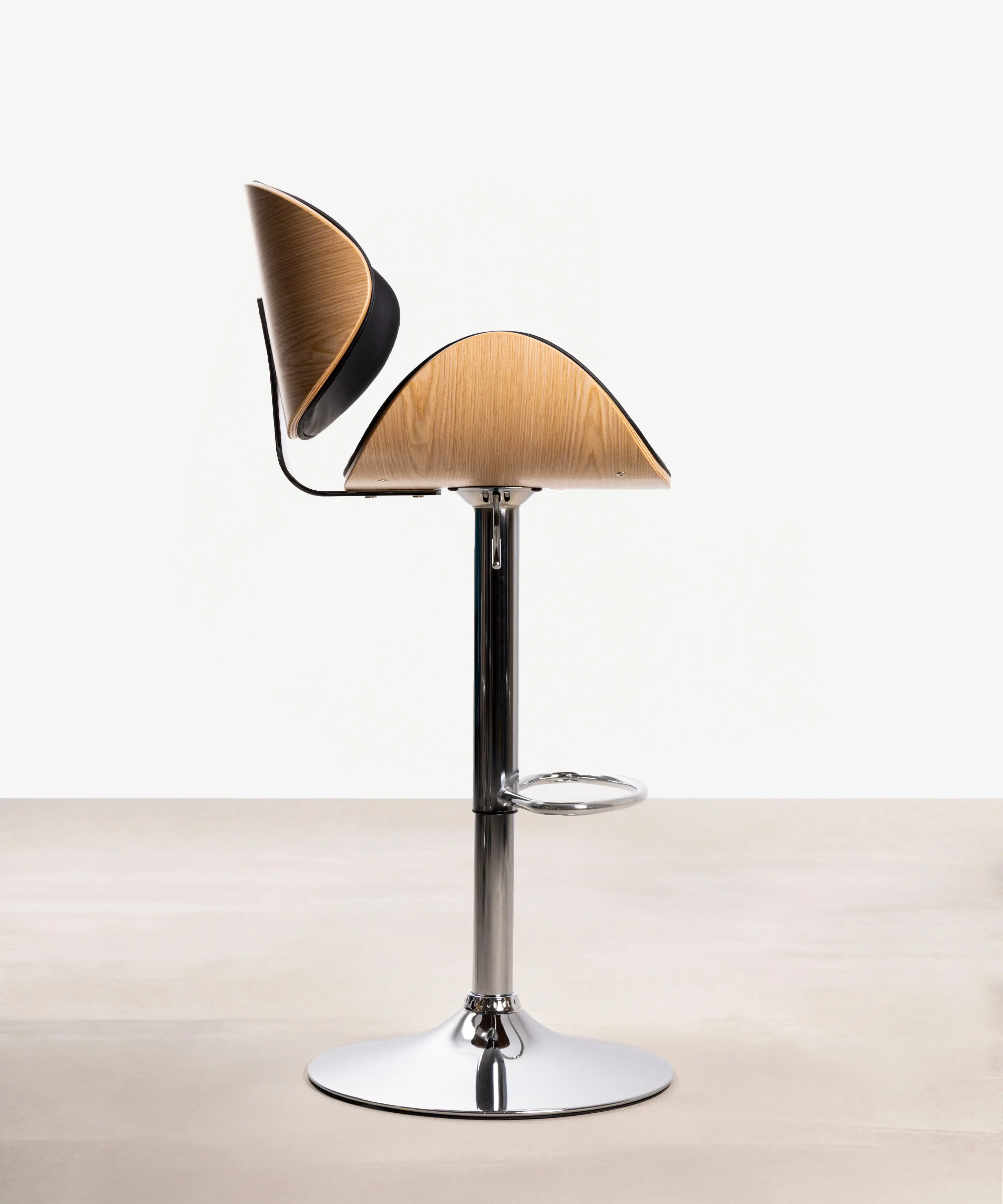 Taburete de Madera y Polipiel Regulable Shelley