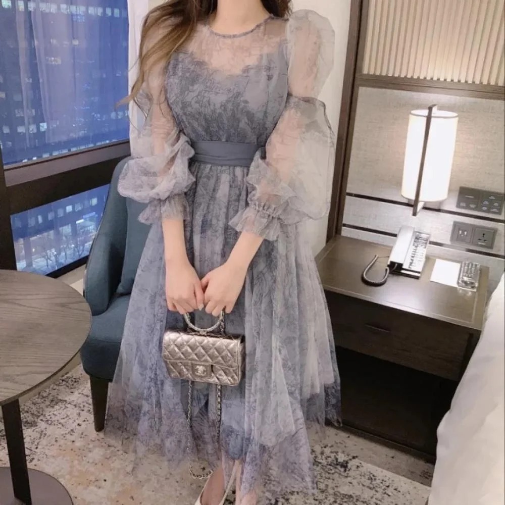 Puffy Sheer Dress