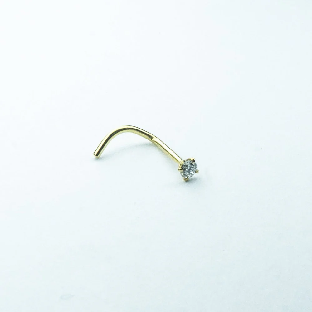 Soulflower | Nosetrill 18k Oro Solido (750 Echt Gold) | Nosetrill Curvo Zirconia Engarzada