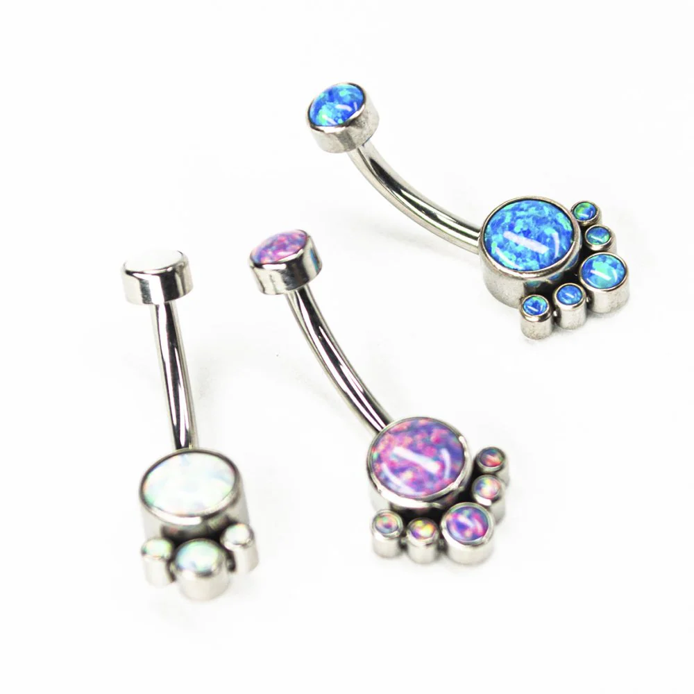 Soulflower | Banana Ombligo OPALO  | Titanio (Rosca Interna)