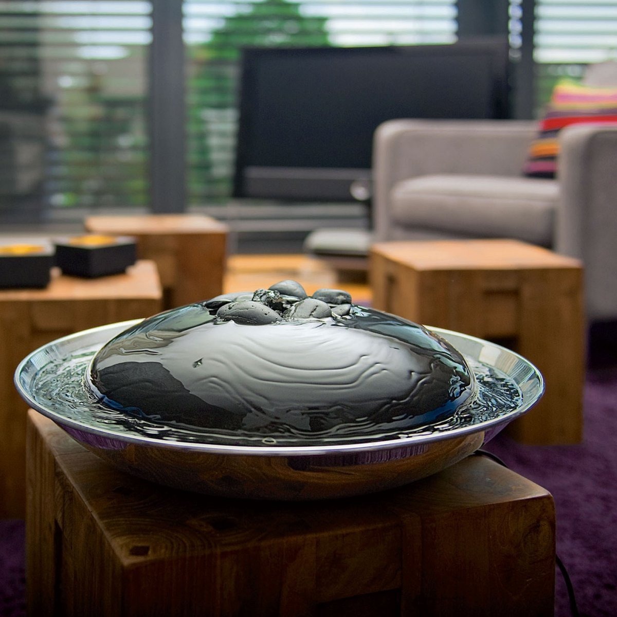 Philippi SPRING Fontanna Domowa z Naturalnymi Kamieniami / Srebrna