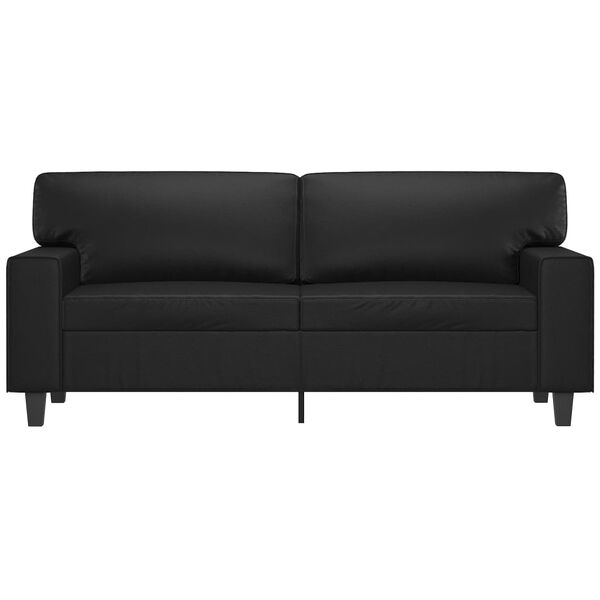 Black Faux Leather 2-Seater Sofa – Metal Frame, Foam Cushions, Durable Design