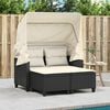 Black PE Rattan Garden Sofa – 2-Seater with Adjustable Armrests