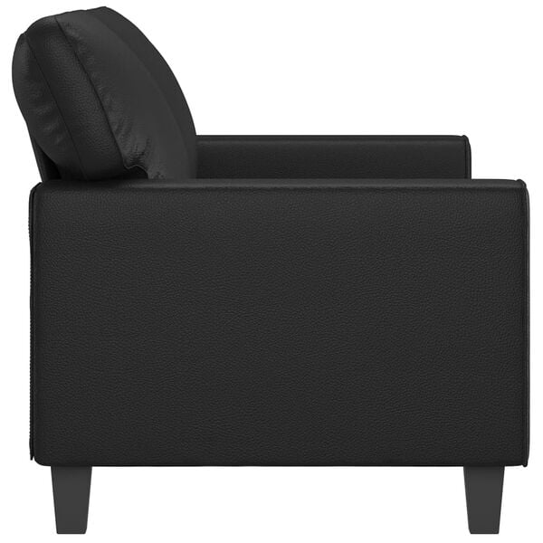 Black Faux Leather 2-Seater Sofa – Metal Frame, Foam Cushions, Durable Design