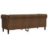 Elegant Brown Chesterfield Sofa – 100% Polyester Fabric, Plywood & Solid Wood Frame