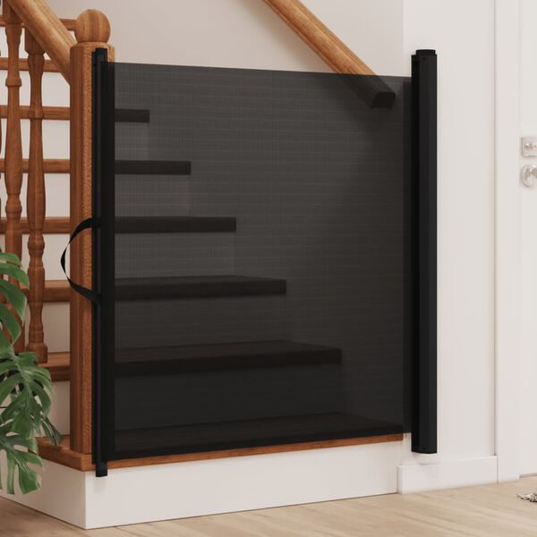 Black Retractable Pet Gate – Adjustable Size 40.4