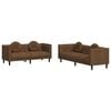 Brown Velvet Sofa Set, Solid Wood Frame, Large Comfortable Seats