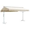 Cream Powder-Coated Steel Awning, Large Foldable Design