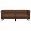 Elegant Brown Chesterfield Sofa – 100% Polyester Fabric, Plywood & Solid Wood Frame