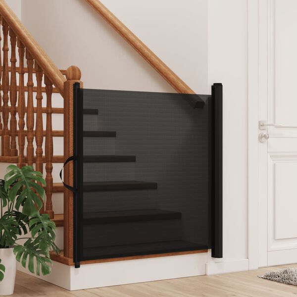 Black Retractable Pet Gate – Adjustable Size 40.4