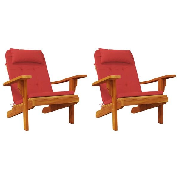 Red Oxford Fabric Adirondack Chair Cushions – 2-Piece Set