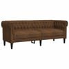 Elegant Brown Chesterfield Sofa – 100% Polyester Fabric, Plywood & Solid Wood Frame