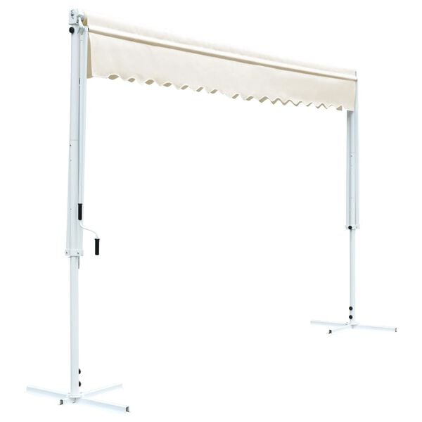 Cream Powder-Coated Steel Awning, Large Foldable Design