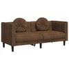 Brown Velvet Sofa Set, Solid Wood Frame, Large Comfortable Seats