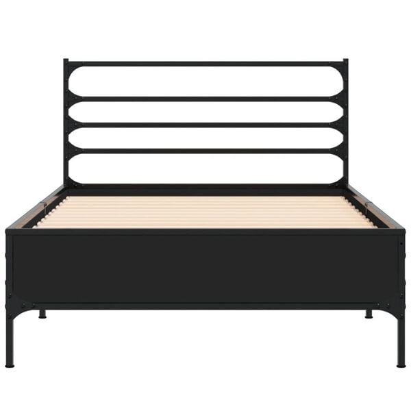 Black Engineered Wood Bed Frame, Small Single, Durable Design