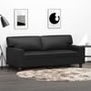 Black Faux Leather 2-Seater Sofa – Metal Frame, Foam Cushions, Durable Design