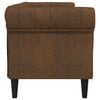 Elegant Brown Chesterfield Sofa – 100% Polyester Fabric, Plywood & Solid Wood Frame