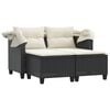 Black PE Rattan Garden Sofa – 2-Seater with Adjustable Armrests