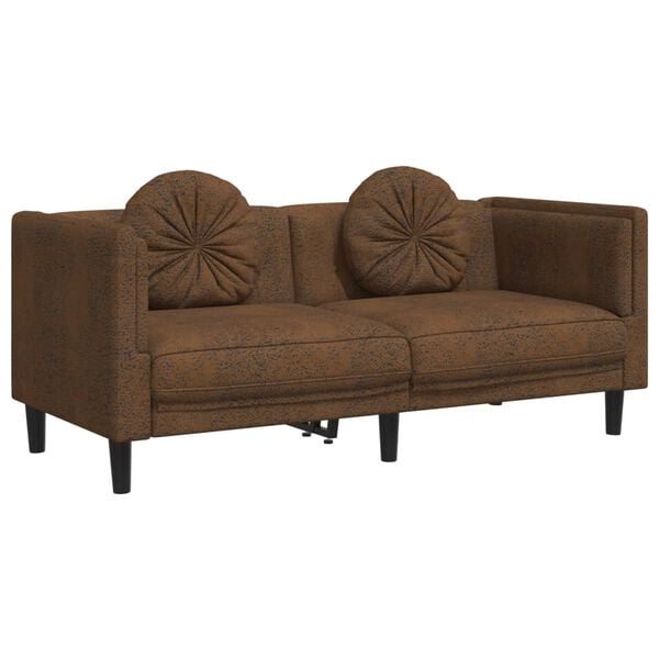 Brown Velvet Sofa Set, Solid Wood Frame, Large Comfortable Seats