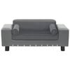 Plush Dog Sofa in Grey Faux Leather – 31.9