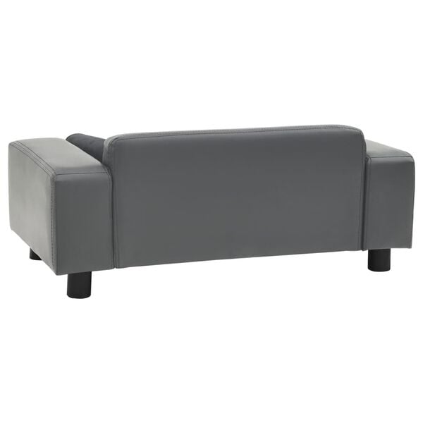Plush Dog Sofa in Grey Faux Leather – 31.9