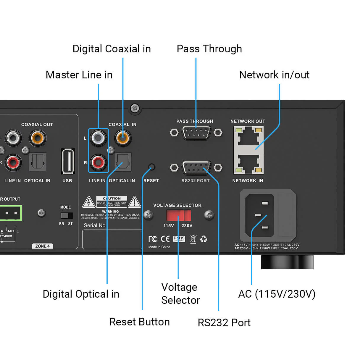 HA400 4 Zone Amplifier with AirPlay 2 and Network