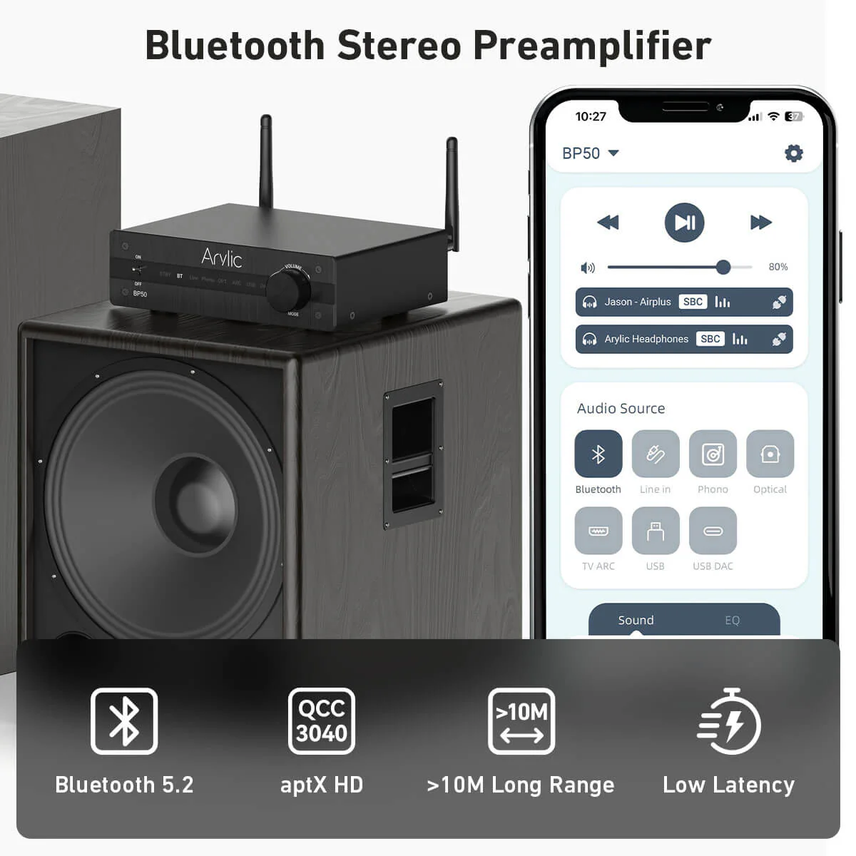 BP50 Bluetooth Preamplifier With ESS ES9023P DAC