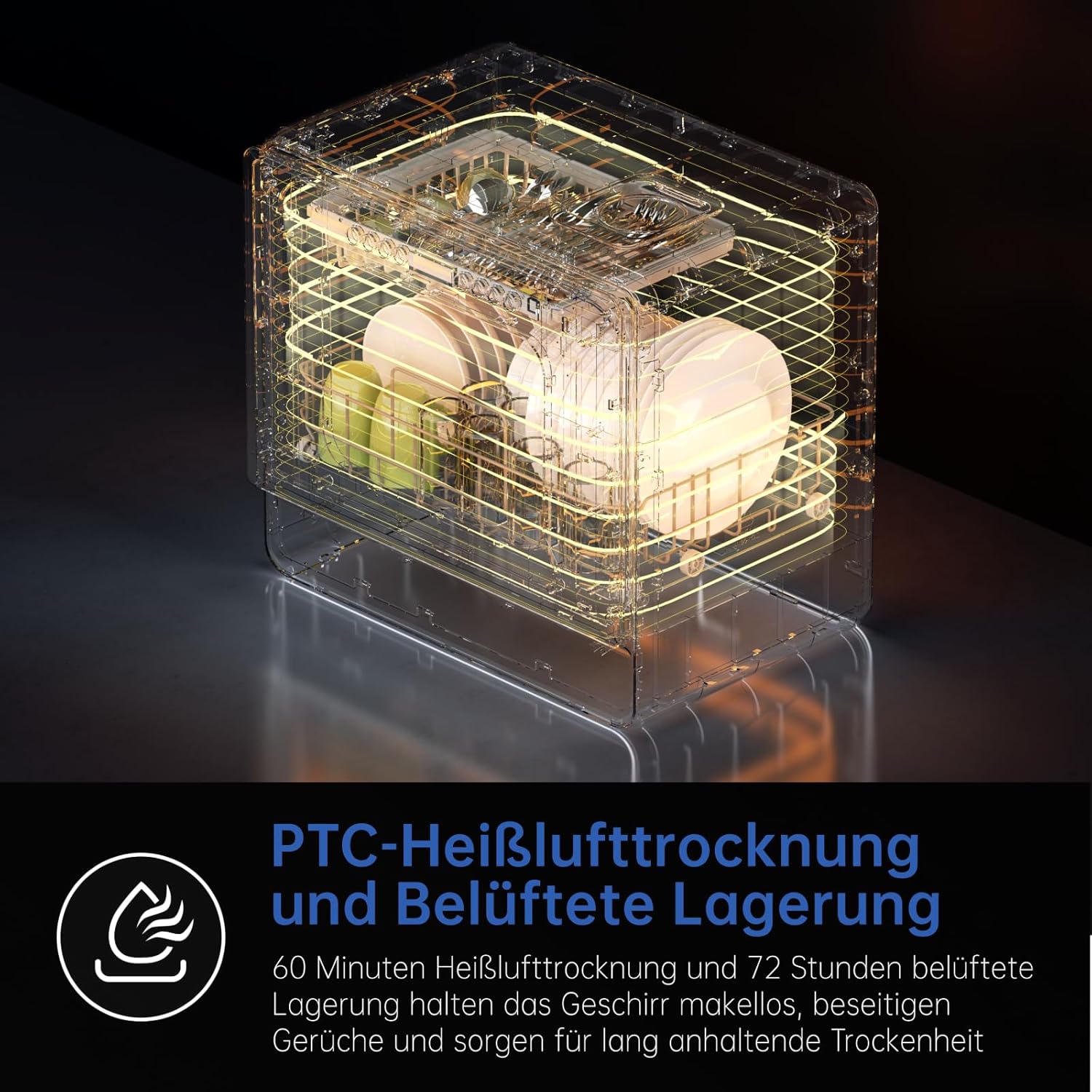 AIRMSEN Mini Zmywarka Stołowa – 7+2 programy, 5L zbiornik, zmiękczacz wody. Działa z/bez podłączenia. Idealna do mieszkań i kamperów. Biała
