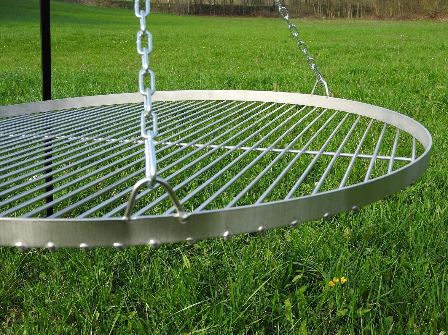 GRILL OGRODOWY OGNISKOWY TRÓJNÓG RUSZT FI 70 INOX NIERDZEWNY PALENISKO