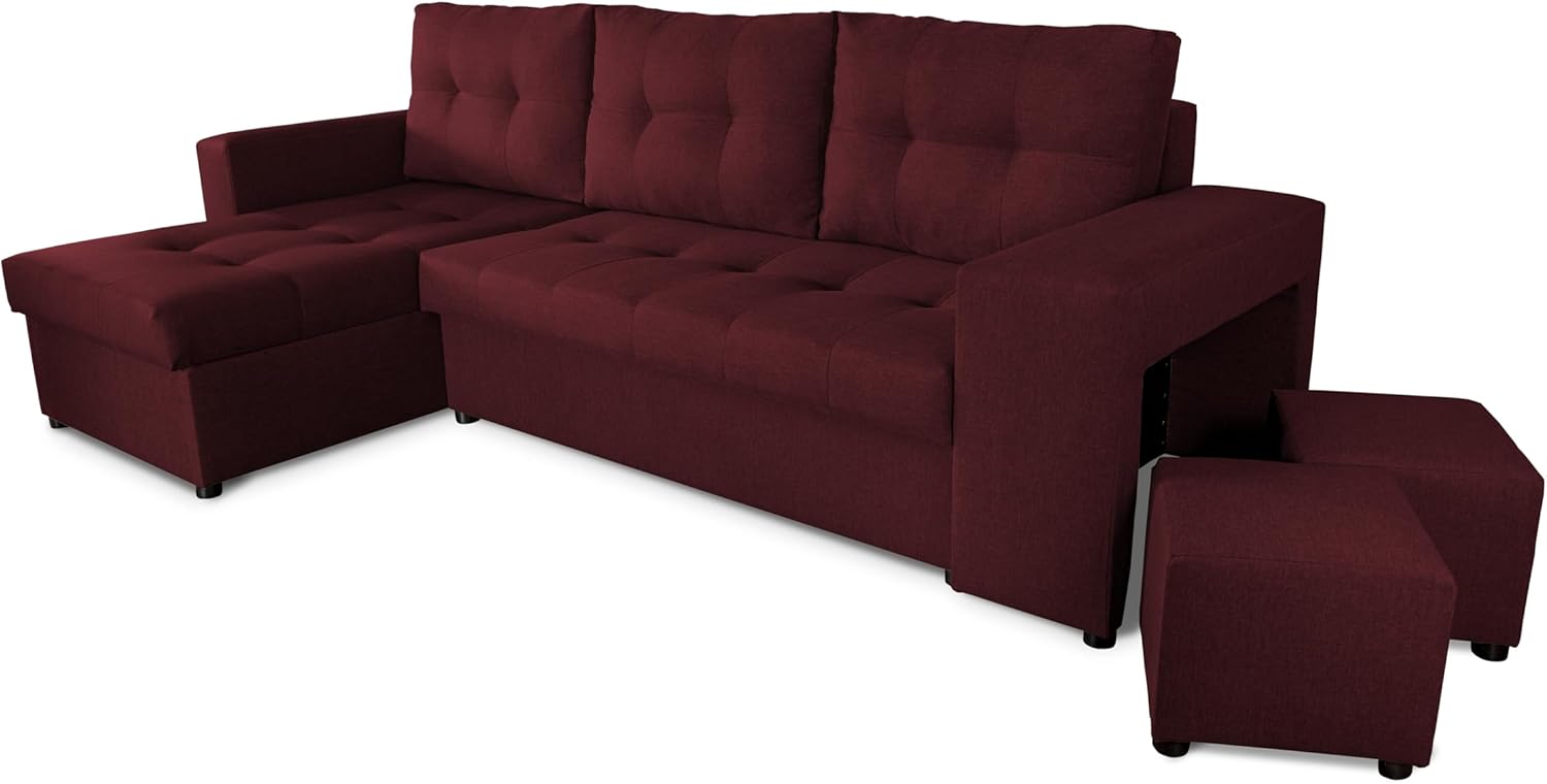 NAWSTOL - Sofa narożna Leon z funkcją spania i skrzynią na pościel – nowoczesna sofa do salonu – możliwość montażu z lewej lub prawej strony (szara + biała sztuczna skóra)