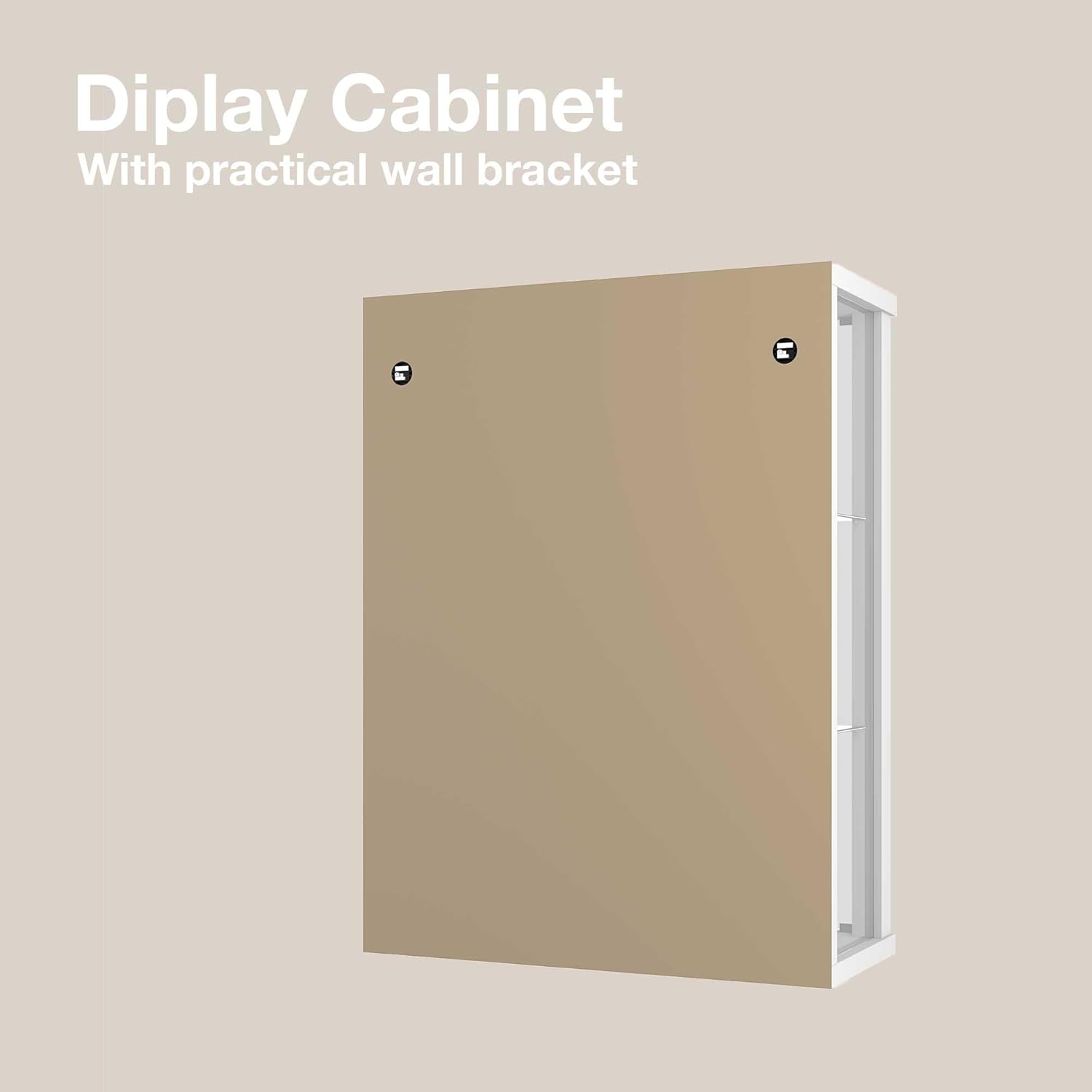 K-Möbel witryna ścienna (80x60x25cm) – Wyprodukowana w Niemczech – Wisząca witryna szklana z 2 regulowanymi półkami z ESG, lustrem i oświetleniem LED w kolorze czarnym Szafka z przeszklonymi drzwiami