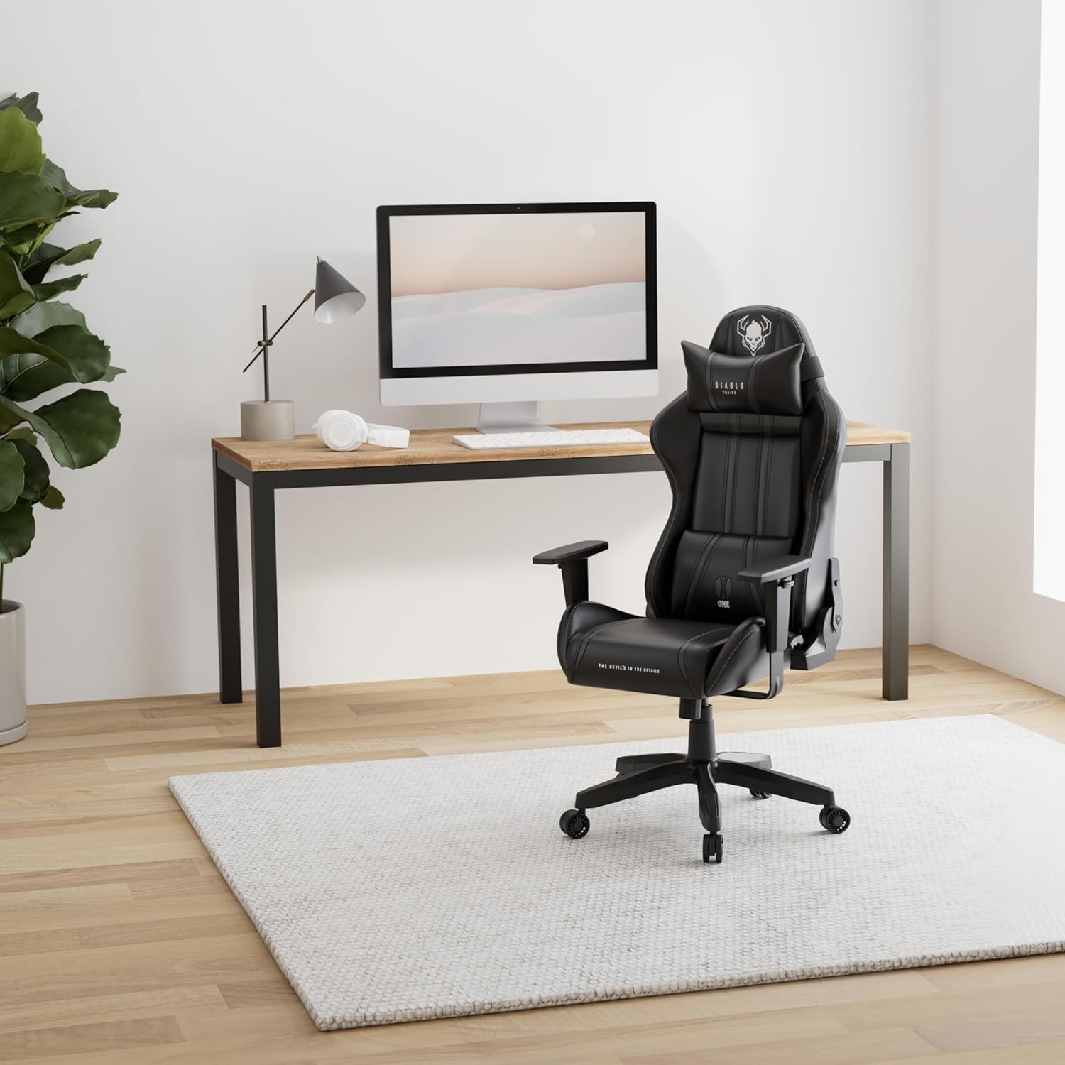 Diablo X-One 2.0 Fotel Gamingowy Krzesło Biurowe Dla Gracza Obrotowy Regulowane Podłokietniki Ekoskóra Ergonomiczny Design Funkcja Bujania Poduszka Pod Kark i Lędźwie (Candy Rose, Normal)