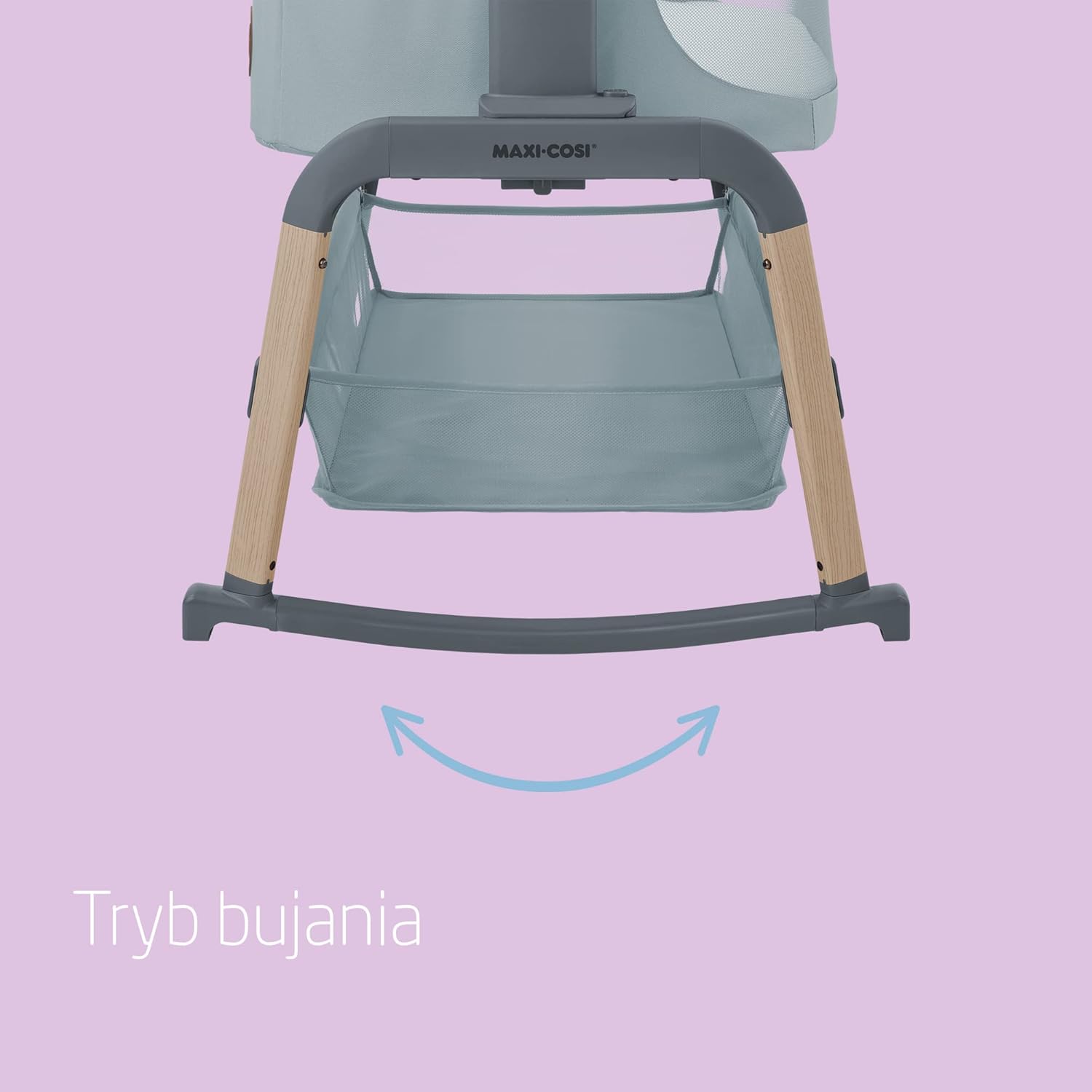 Maxi-Cosi Iora Air Łóżeczko Przystawka, Siatka do okoła, 0–6 mies., maks. 9 kg, Tryb bujania, 4 Poz. Odchylenia i 5 Wysokości, Łatwe Przesuwanie, Wygodny Materac, Łatwe Przenoszenie, Beyond Grey