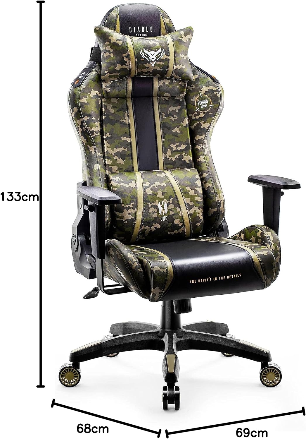 Diablo X-One 2.0 Fotel Gamingowy Krzesło Biurowe Dla Gracza Obrotowy Regulowane Podłokietniki Ekoskóra Ergonomiczny Design Funkcja Bujania Poduszka Pod Kark i Lędźwie (Candy Rose, Normal)