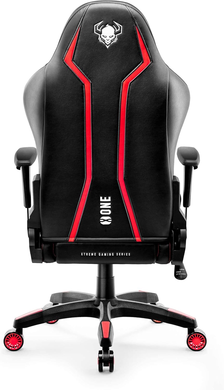 Diablo X-One 2.0 Fotel Gamingowy Krzesło Biurowe Dla Gracza Obrotowy Regulowane Podłokietniki Ekoskóra Ergonomiczny Design Funkcja Bujania Poduszka Pod Kark i Lędźwie (Candy Rose, Normal)