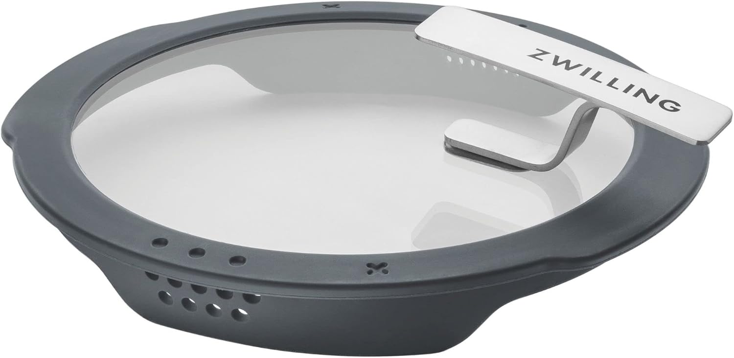 ZWILLING Uproszczony zestaw garnków ze stali nierdzewnej, 5 sztuk, ze zintegrowanym sitem w pokrywie, nadaje się do indukcji, srebrno-czarny