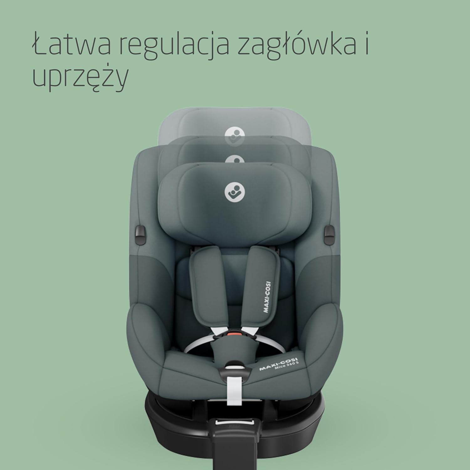Maxi-Cosi Mica 360 S, Fotelik samochodowy obrotowy 360, 3 miesiące–4 lata (61–105 cm), Obracanie FlexiSpin, 5 pozycji odchylenia, Ochrony G-CELL, Zaczepy na pasy uprzęży Easy-in, Tonal Black