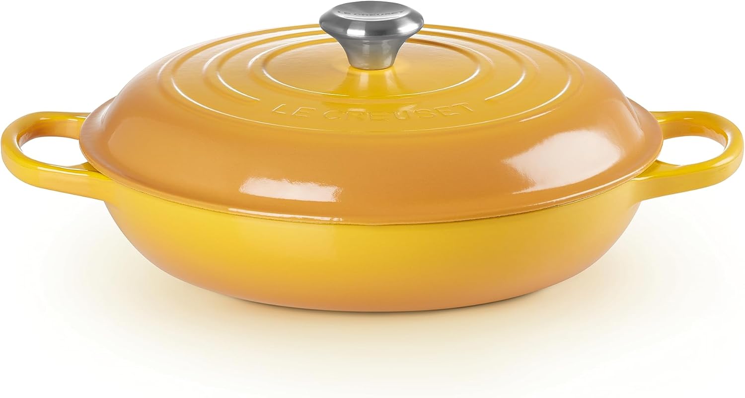 Le Creuset Signature żeliwny garnek Gourmet, okrągły, Ø 30 cm, 3,5 l, do wszystkich rodzajów kuchenek włącznie z indukcyjnymi, 5,55 kg, czerwony piec