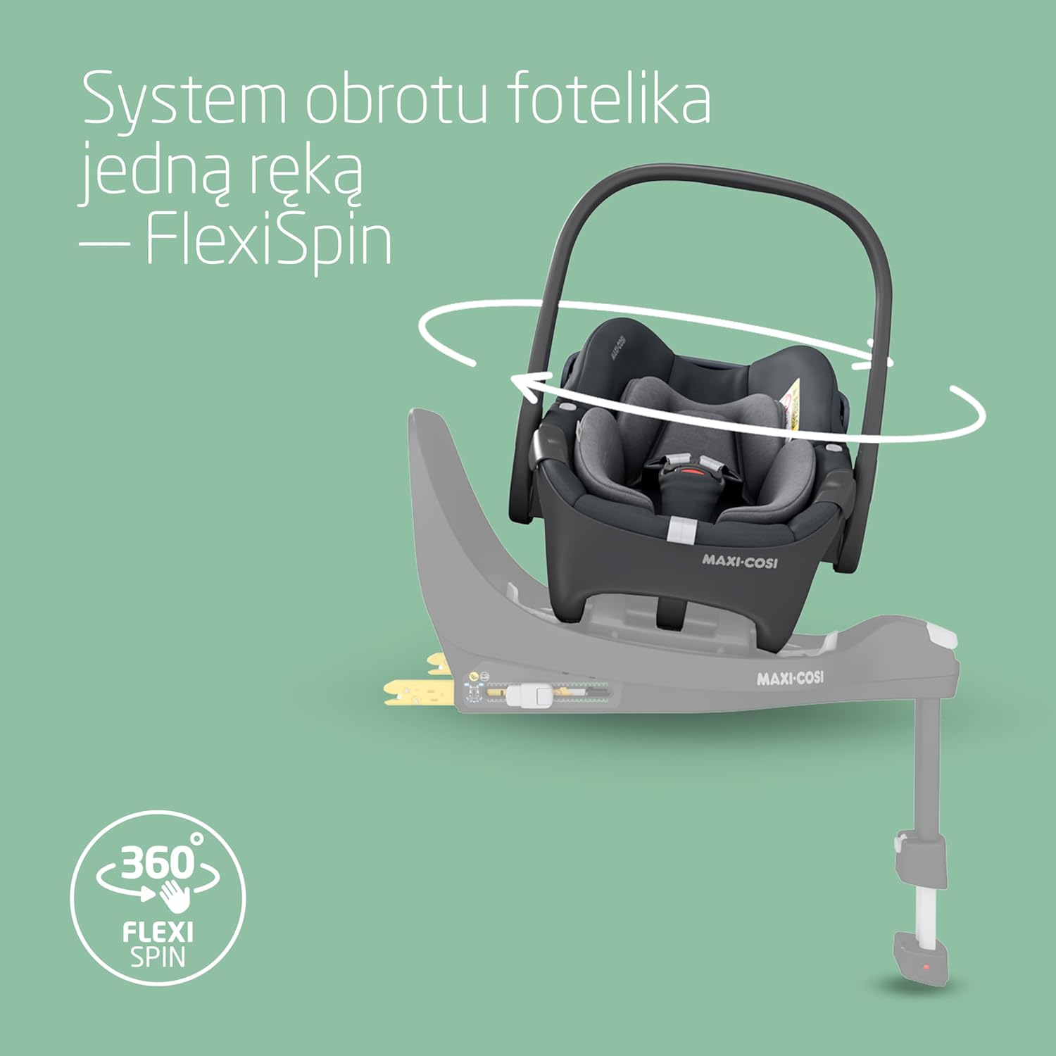 Maxi-Cosi Pearl 360 dla niemowlaka i-Size, Fotelik samochodowy obrotowy 360, od 3 miesięcy do 4 lat (61–105 cm), Obracanie jedną ręką, ClimaFlow, Uprząż z systemem Easy-In, G-CELL, Authentic Graphite