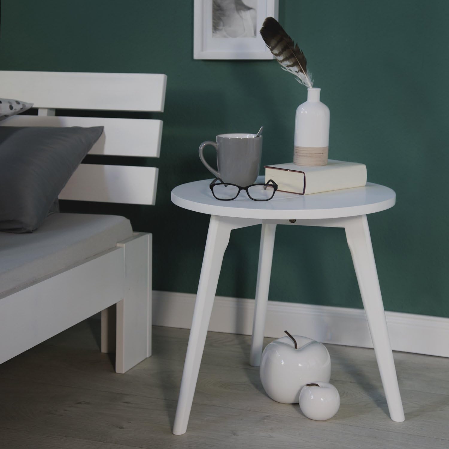 Homestyle4u 1836 Łóżko z litego drewna sosnowego, 180 x 200 cm, z stelażem z białymi listwami, łóżko podwójne 180 x 200 cm