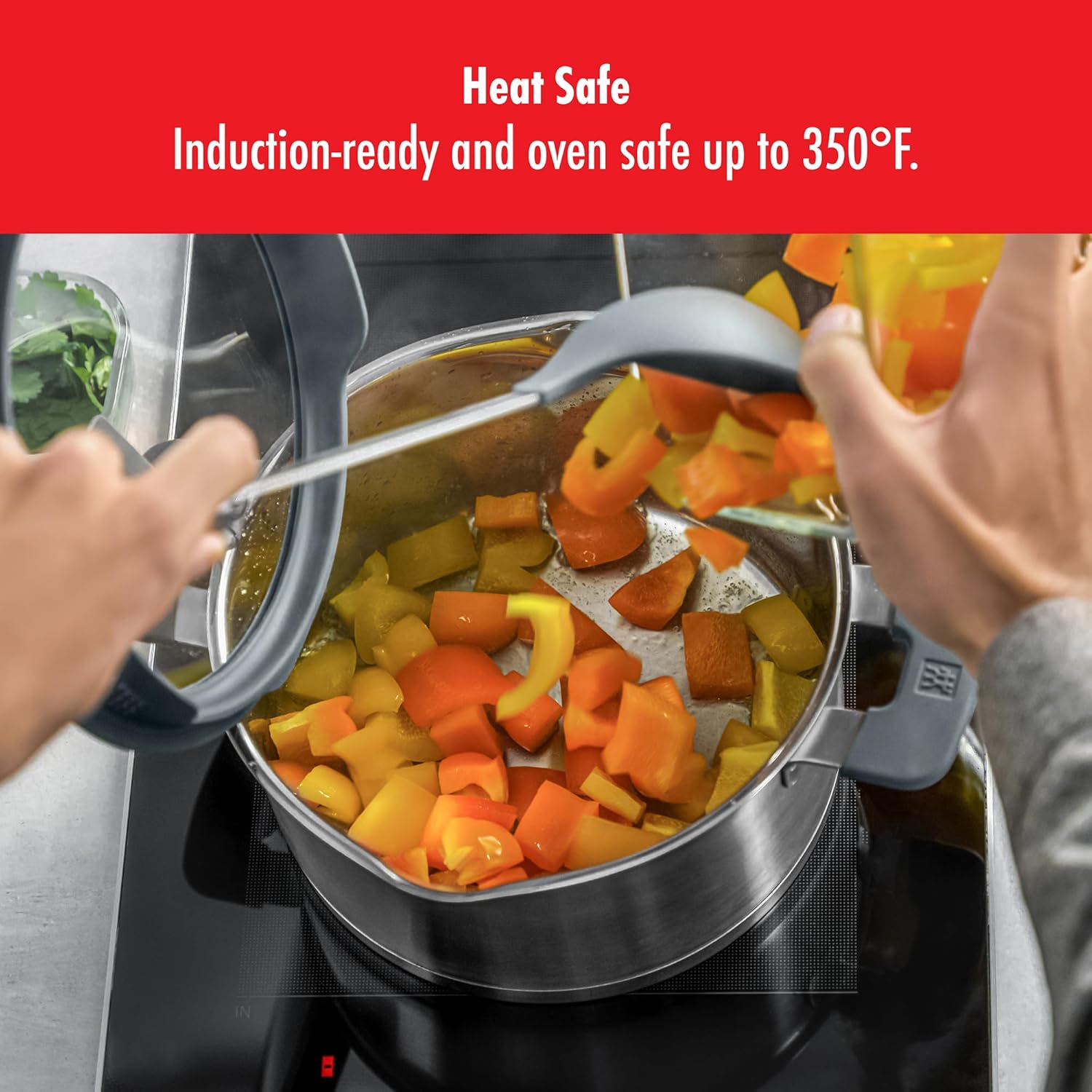 ZWILLING Uproszczony zestaw garnków ze stali nierdzewnej, 5 sztuk, ze zintegrowanym sitem w pokrywie, nadaje się do indukcji, srebrno-czarny