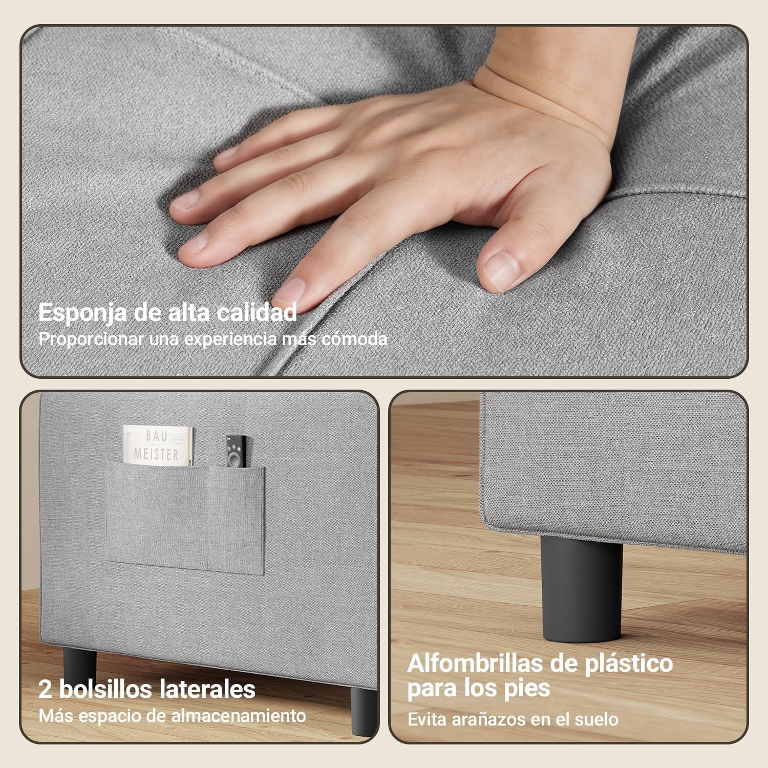 Xbro Fotel Do Spania 3 w 1, Rozkładana Sofa z Funkcją Łóżka, Regulowane Krzesło z Poduszką i Kieszenią, Wielofunkcyjny Fotel na Małe Przestrzenie, Akademiki, Biura